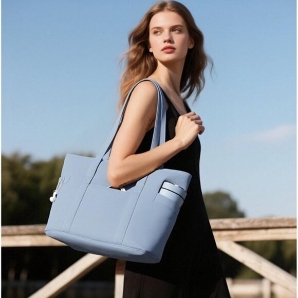 Women Tote Bag Cotton Large Capacity Water-Resistant Multi-Pocket Travel - Picture 6 of 6